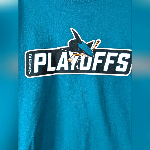 San Jose Sharks 2017 Playoffs NHL hockey Teal T-shirt medium - Picture 4 of 6